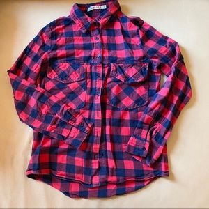 Red checkered button down